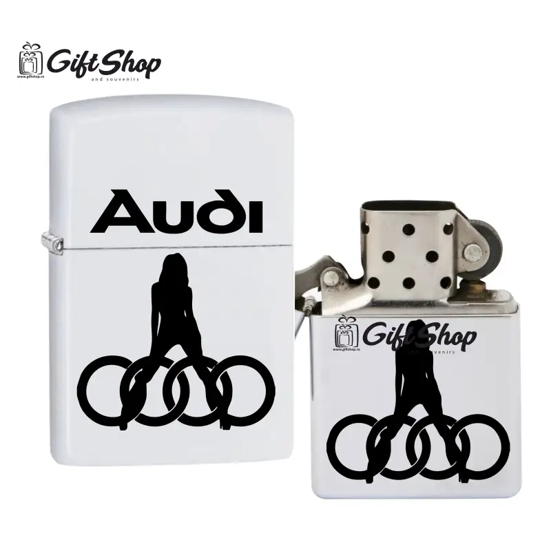 Audi, bricheta metalica gravata laser cu mesaj model 1v